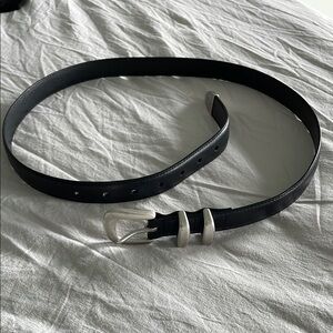 Aritzia Black Belt with Silver Buckle